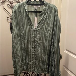 Chico's Sage Green Textured Blouse- NWT -XXL